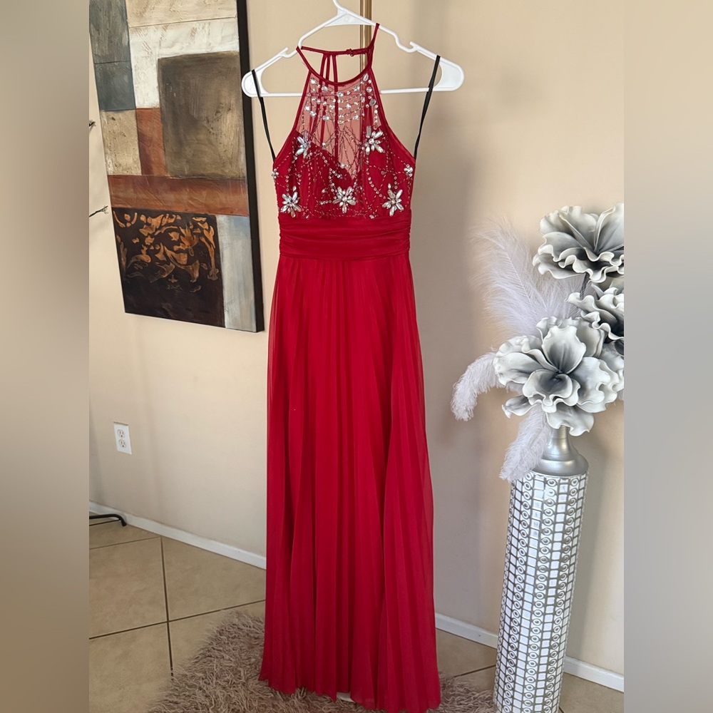 B Darlin Red Floral Prom Dress